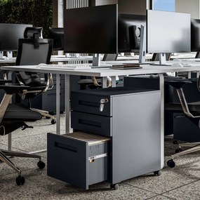 KATE görgős konténer íróasztal alá – 390 x 600 x 500 mm, antracit színű