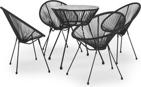 vidaXL 5 részes fekete PVC rattan kültéri étkezőgarnitúra