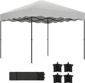 Outsunny Összecsukható Pop-up Pavilon 3x3 m UV 50+ Védelmet Nyújtó Összecsukható Napernyő Állítható Magassággal Homokzsákkal és Kerekes Táskával Kempi