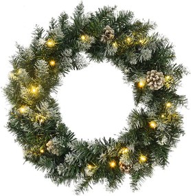 vidaXL zöld PVC karácsonyi koszorú LED-ekkel 60 cm
