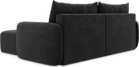 Fekete kinyitható-tárolóhelyes sarokkanapé (jobb oldali) Kalena – Makamii