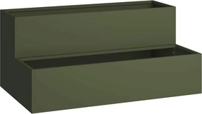 vidaXL Kerti cserép Olajzöld 100 x 60 x 45 cm Hidegen hengerelt acél
