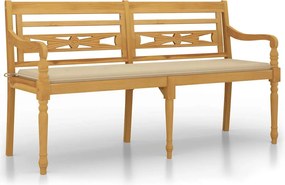 vidaXL tömör tíkfa Batavia pad bézs párnával 150 cm