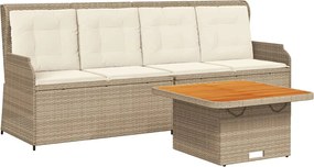 vidaXL 3 részes bézs polyrattan kerti ülőgarnitúra párnákkal
