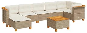 vidaXL 8 részes bézs polyrattan kerti ülőgarnitúra párnával