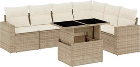 vidaXL 7 részes bézs polyrattan kerti ülőgarnitúra párnákkal