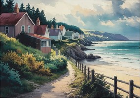 Dekoratív fotótapéta falra Egyszerű összeszerelés Sziklaházak 208x146 Ragasztó