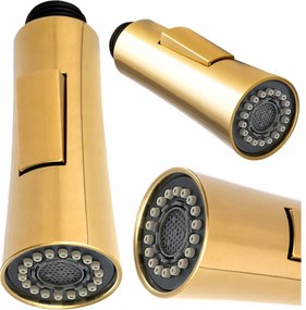 Konyhai Csaptelep Kihúzható Kifolyócsővel Arany Véggel 2 Funkció