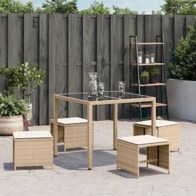 4 db bézs polyrattan kerti szék párnával 41 x 41 x 36 cm