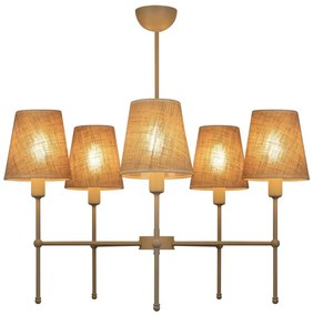 Rúdon szerelt MADELA csillár, 5 x E14 foglalat, max. 40 W, 230 V, juta, bézs