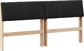 vidaXL Kárpitozott fejtámla Fekete 160 cm Tömör fenyőfa