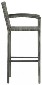 3 részes szürke polyrattan kerti bárszett kartámasszal