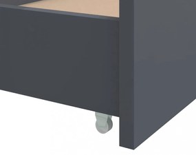 sötétszürke tömör fenyőfa ágykeret fiókkal 90 x 200 cm