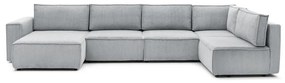 Világosszürke kordbársony sarokkanapé (jobb oldali-"U" alakú) Nihad modular – Bobochic Paris