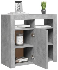 betonszürke tálalószekrény LED-világítással 80 x 35 x 75 cm