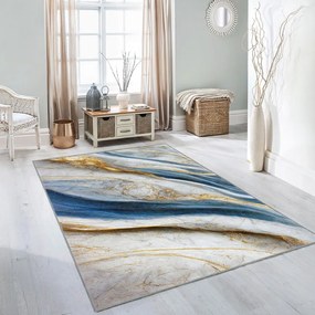 Kék mosható szőnyeg 80x150 cm Golden Spill – Mila Home