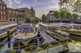 Poszter 86,4x56,8cm Kikötött hajók Amszterdamban, Assaf Frank