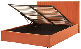 Narancssárga bársony ágyneműtartós franciaágy 140 x 200 cm VION Beliani
