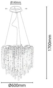 Kristály csillár zsinóron 9xG9/40W/230V arany