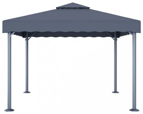 antracitszürke alumíniumpavilon LED fényfüzérrel 300 x 300 cm