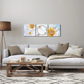 Kép - Kompozíció virágokkal és pillangókkal (órával) (90x30 cm)