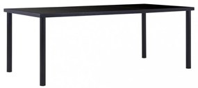 fekete edzett üveg étkezőasztal 200 x 100 x 75 cm