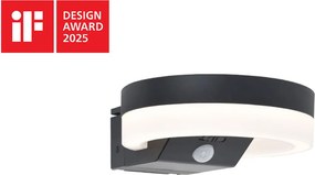 LUTEC 6915801335 RUNDA Fali Lámpa Mozgásérzékelővel Szürke LED IP44