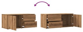 kézműves tölgy színű szerelt fa TV-szekrény 80x34x35,5 cm