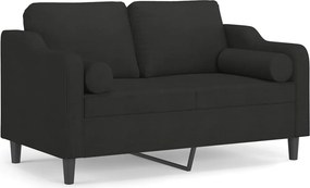 vidaXL 2 személyes fekete szövet kanapé díszpárnákkal 120 cm