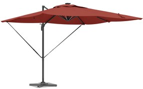Roma Cantilever Napernyő LED lámpákkal, terrakotta - 286 x 285 x 270 cm, alumínium.