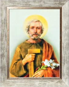 Szent József Szakrális Kép Fehér Díszkeretben 30X40