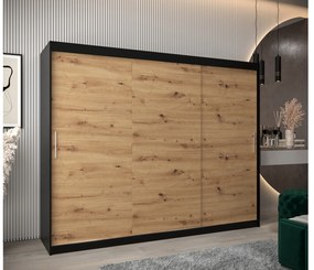 Ruhásszekrény 250 cm Toki (matt fekete + artisan tölgy). 1064865