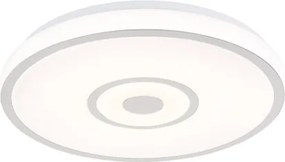 Globo 48580R Mennyezeti lámpa, matt fehér fém, fehér műanyag, krómgyűrű, csúszókapcsoló, színek rögzíthetők, CCT kapcsoló, ø: 380mm, M: 55 mm, tartozék: LED 24W 230V, 3000lm forrás, 1500lm kimenet, CCT 3000/4000/6000K