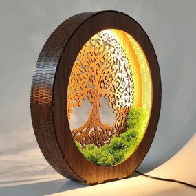 Életfa LED lámpa fából és mohából | ZIVENA