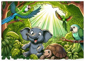 Üveg kép - Vidám állatkák (70x50 cm)