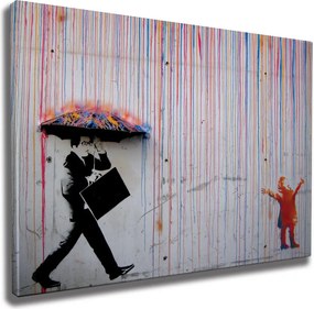 WY64 Banksy Színes eső vászonkép, 50 x 70 cm