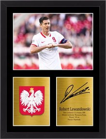 Keretezett kép Robert Lewandowski Lengyelország ajándék rajongónak 40x30 cm