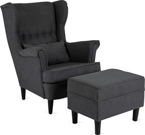 Fotel Wypoczynkowy EVAN 2 z Podnóżkiem Ciemnoszary
