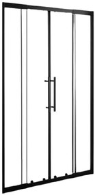 Stuxi Sydney Black 140 cm széles két tolóajtós zuhanyajtó 6 mm vastag vízlepergető biztonsági üveggel, fekete elemekkel, 200 cm magas