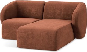 Terrakotta színű zsenília sarokkanapé (jobb oldali-heverő résszel) Lani – Makamii