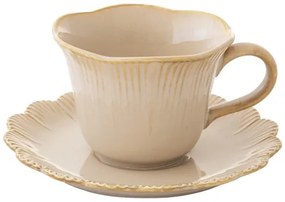 Porcelán teáscsésze+alj, 250ml, Fleuri terracotta