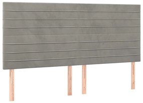 világosszürke bársony LED-es fejtámla 180x5x118/128 cm