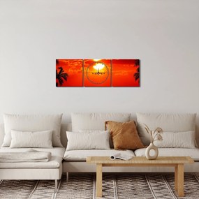 Kép - naplemente repülőgéppel (órával) (90x30 cm)