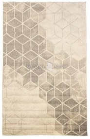 Flora kockás modern mintájú szőnyeg (Beige) 80x150 cm
