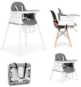 Összecsukható gyerek etetőszék 3 in 1 szürke