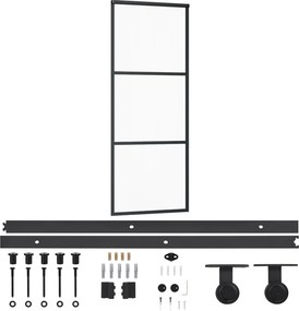 vidaXL ESG üveg és alumínium tolóajtó fémszerelvény-szettel 76x205 cm