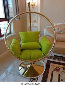 Függő fotel állvánnyal, átlátszó/ezüst/szürke, BUBBLE NEW TYP 3