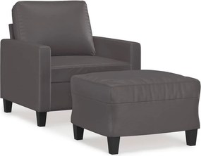 vidaXL szürke műbőr kanapéfotel lábtartóval 60 cm