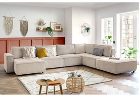 Krémszínű kordbársony sarokkanapé (jobb oldali-"U" alakú) Nihad modular – Bobochic Paris