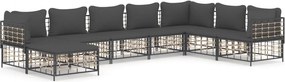 vidaXL 8 részes antracitszürke polyrattan kerti ülőgarnitúra párnákkal